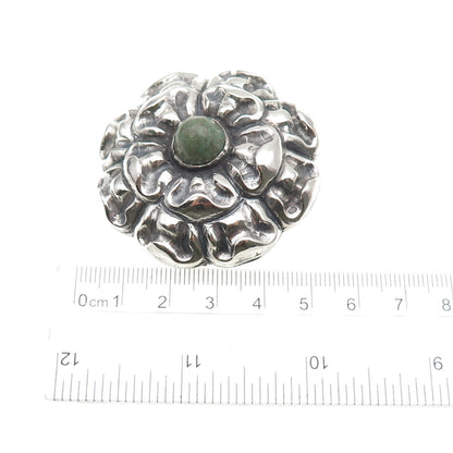 925 Sterling Silver Vintage Mexico Real Turquoise Flower Oxidized Pin Brooch