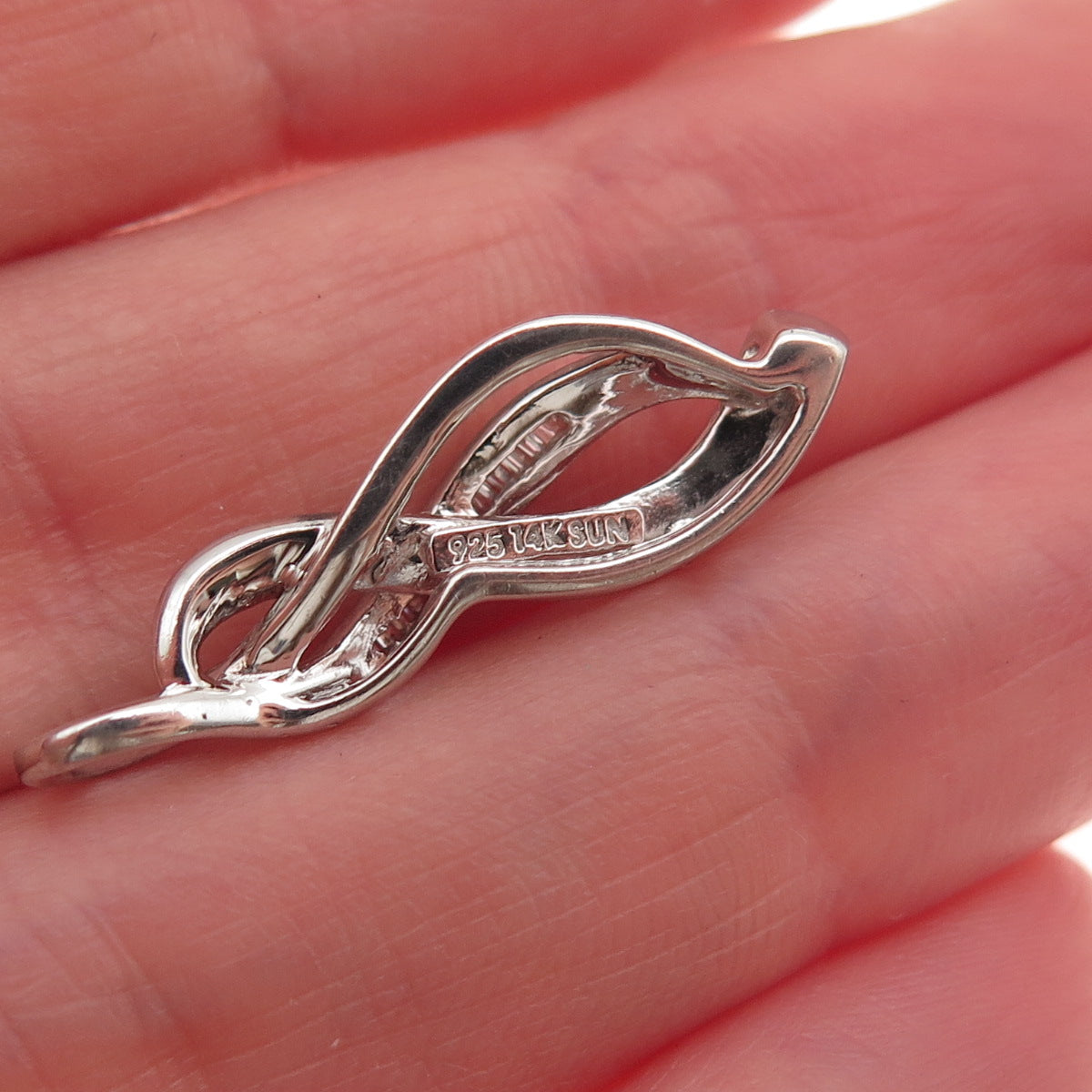 Sun 925 Sterling Silver 14K Gold Real Diamond Infinity Charm Pendant