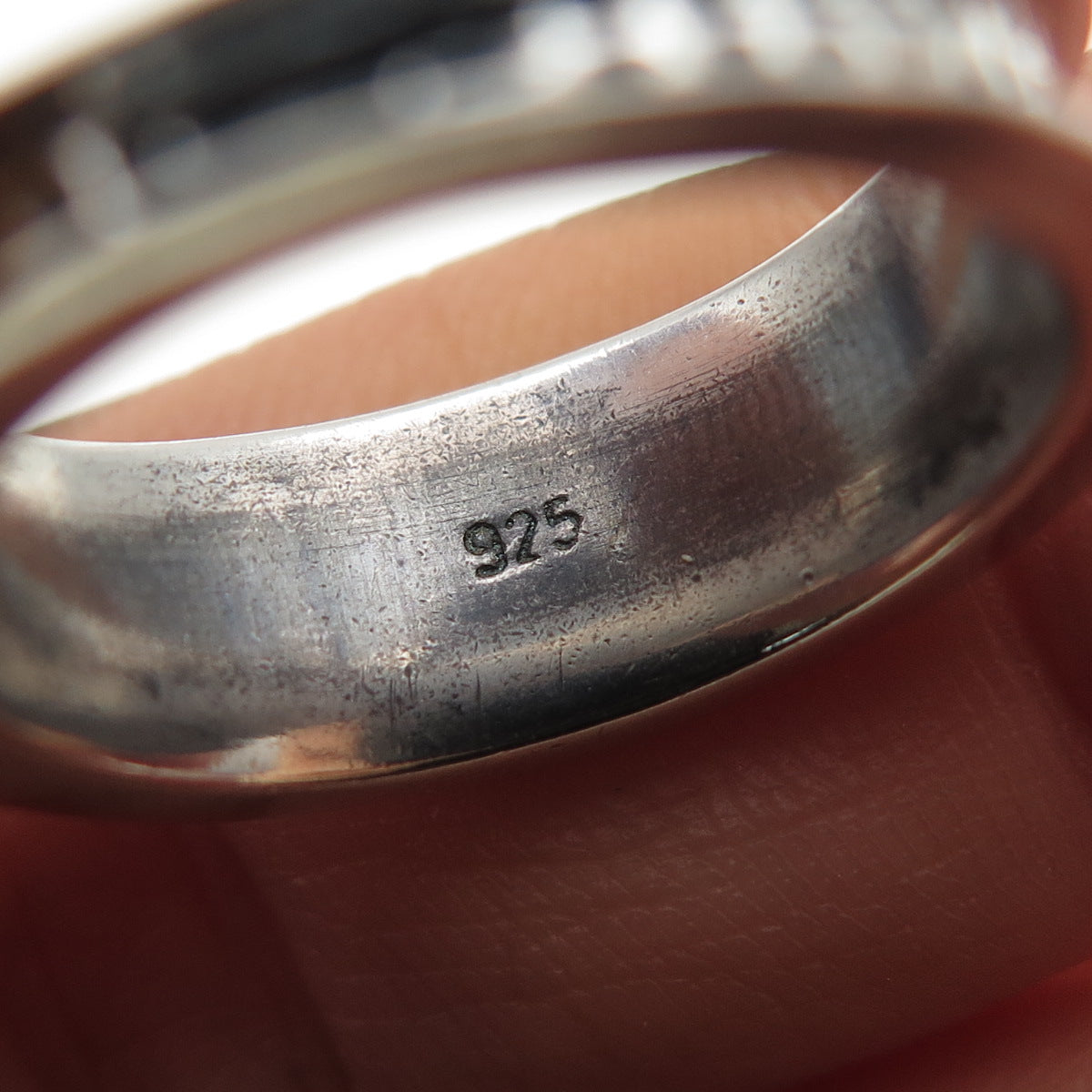 925 Sterling Silver Vintage Modernist Dotted Oxidized Ring Size 5.75
