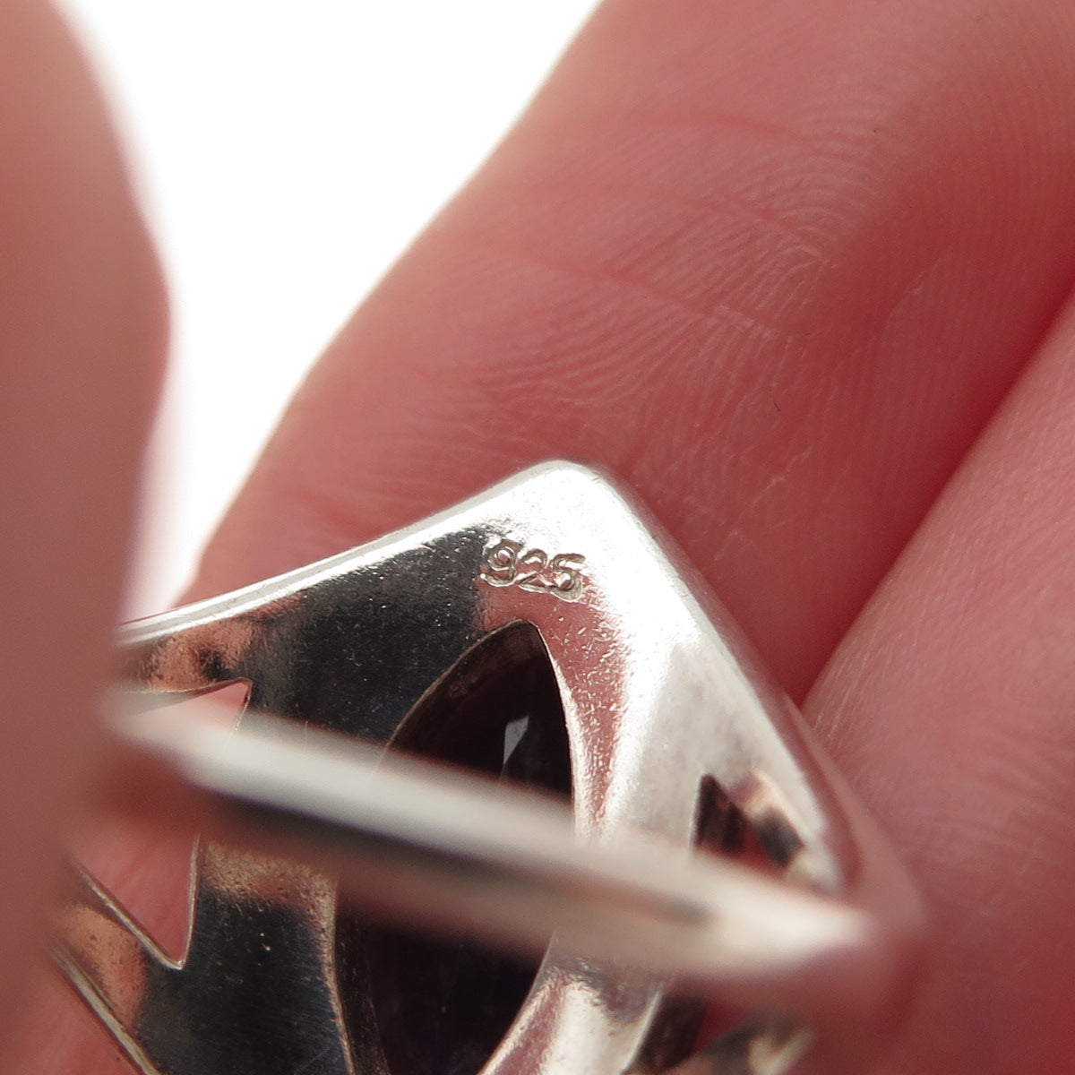 925 Sterling Silver Vintage Real Marquise-Cut Iolite Modernist Ring Size 6.75