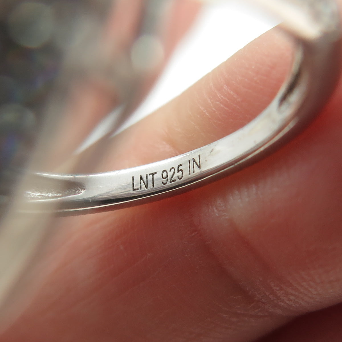 925 Sterling Silver Pear & Round-Cut Pink White C Z Promise Ring Size 7.75