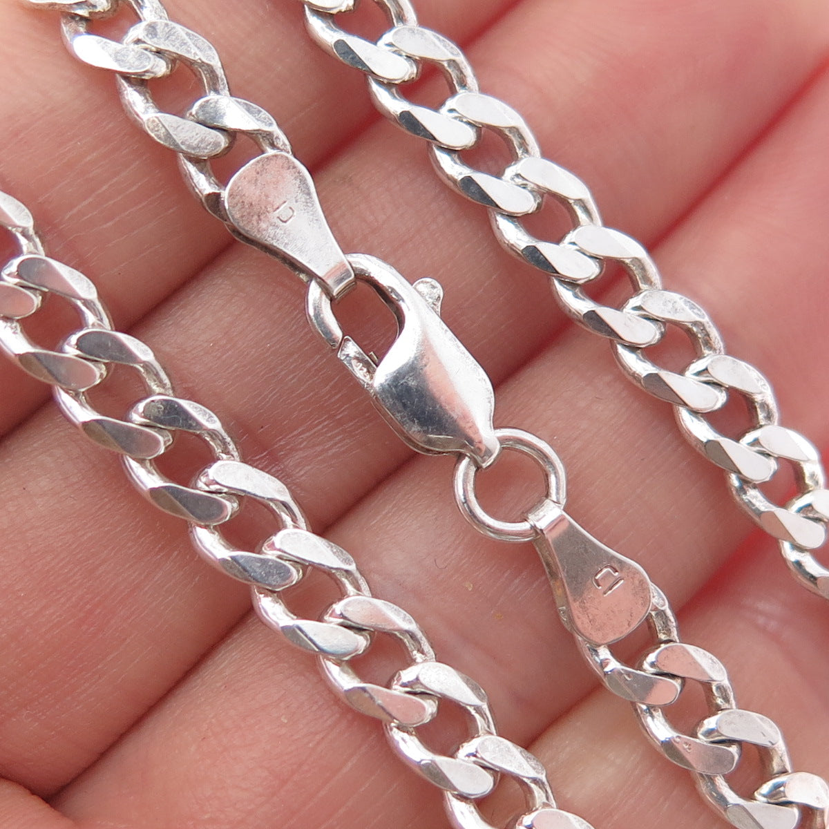 925 Sterling Silver Vintage Italy Curb Chain Necklace 20"