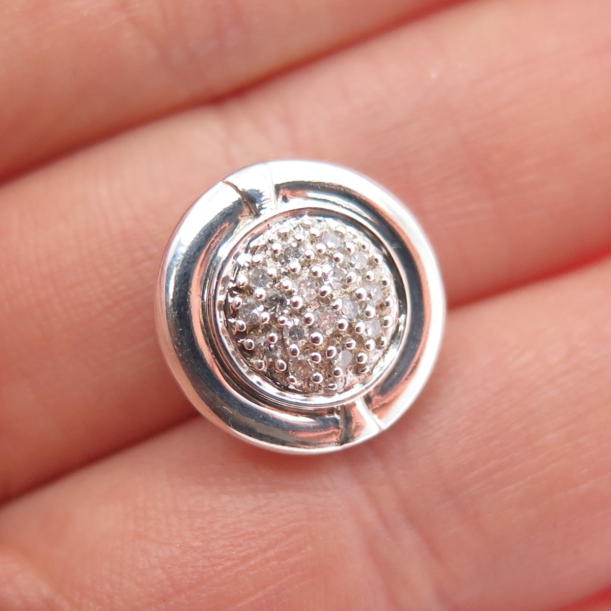 HENG NGAI 925 Sterling Silver Real Diamond Minimalist Slide Charm Pendant