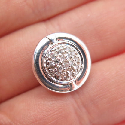 HENG NGAI 925 Sterling Silver Real Diamond Minimalist Slide Charm Pendant