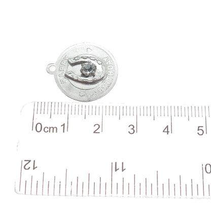 JEANOR 925 Sterling Silver Vintage Rhinestone Happy Birthday Charm Pendant