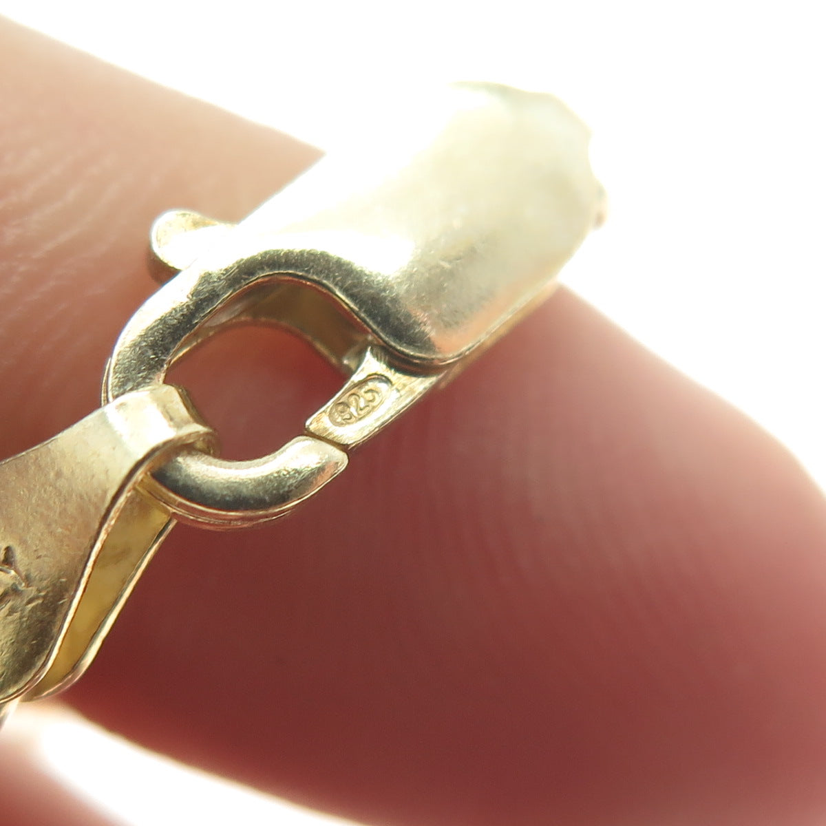 925 Sterling Silver Gold Plated Italy Paperclip Link Bracelet 6.75"