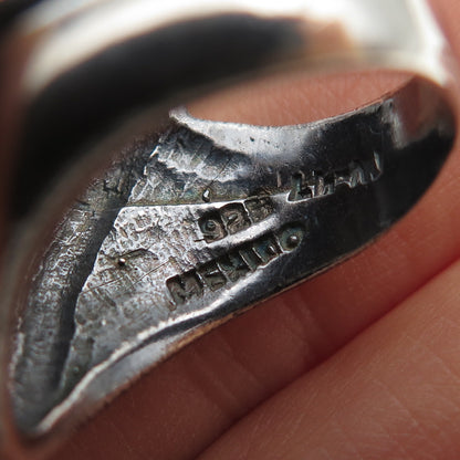 925 Sterling Silver Vintage Modernist Seashell Oxidized Ring Size 8