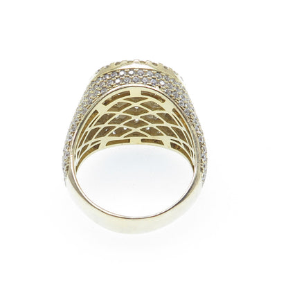 925 Sterling Silver Gold Plated Round-Cut Shaped C Z Domed Ring Size 12.5