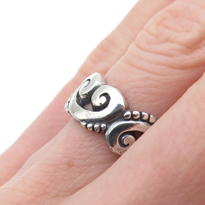 BRIGHTON 925 Sterling Silver Vintage Modernist Heart Oxidized Ring Size 6.25