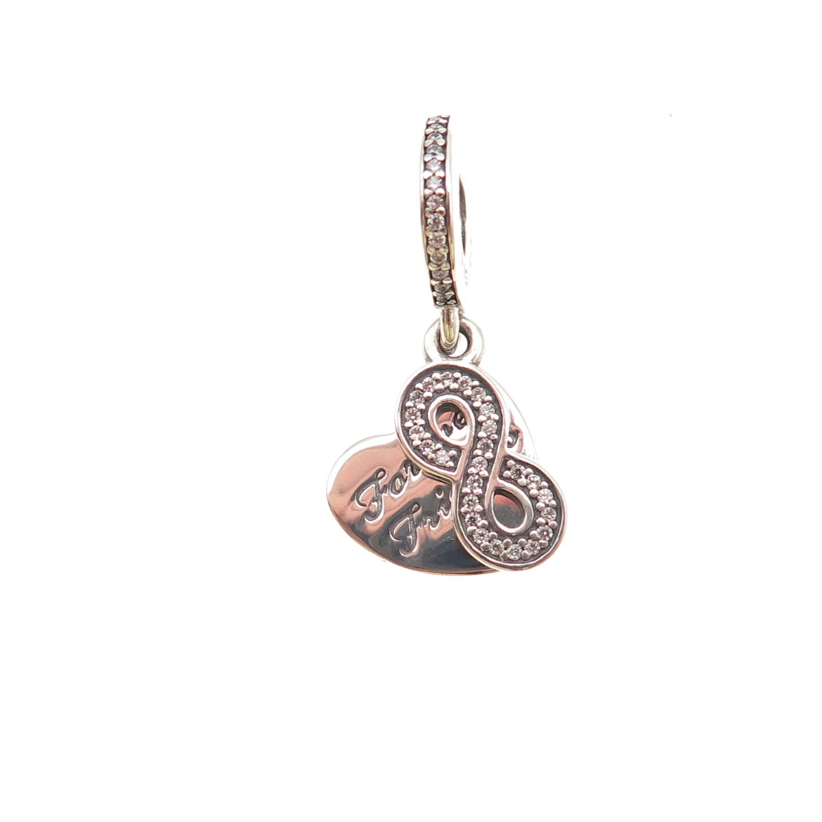 Pandora 925 Sterling Silver C Z Forever Friends Dangle Charm