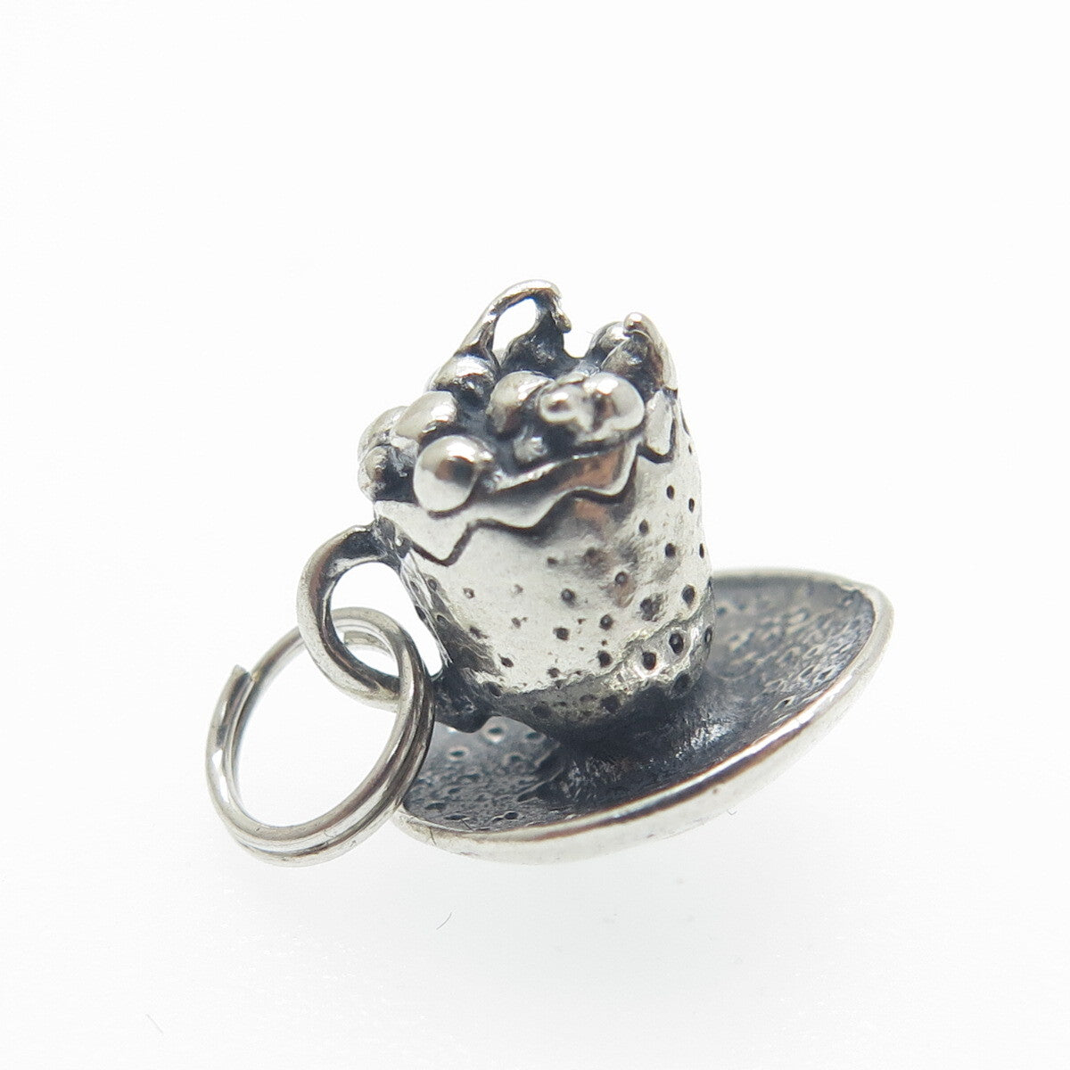925 Sterling Silver Vintage Coffee Cup Oxidized Minimalist 3D Charm Pendant