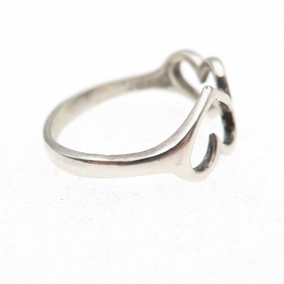 925 Sterling Silver Vintage Couple Hearts Oxidized Ring Size 6