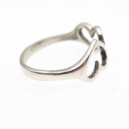 925 Sterling Silver Vintage Couple Hearts Oxidized Ring Size 6