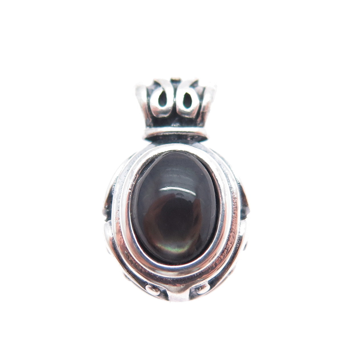 ROSS SIMONS Sterling Silver Vintage Real Abalone Shell Minimalist Charm Pendant
