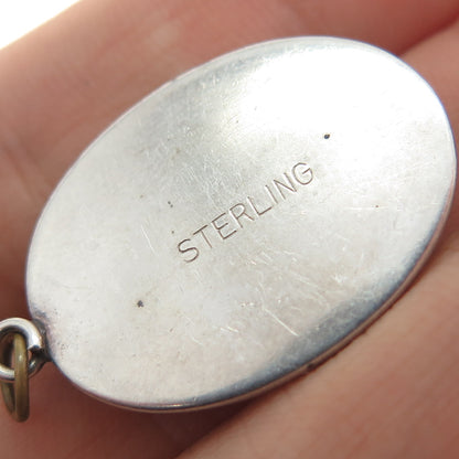 925 Sterling Silver Antique Art Deco Monarch Butterfly Wing Landscape Pendant