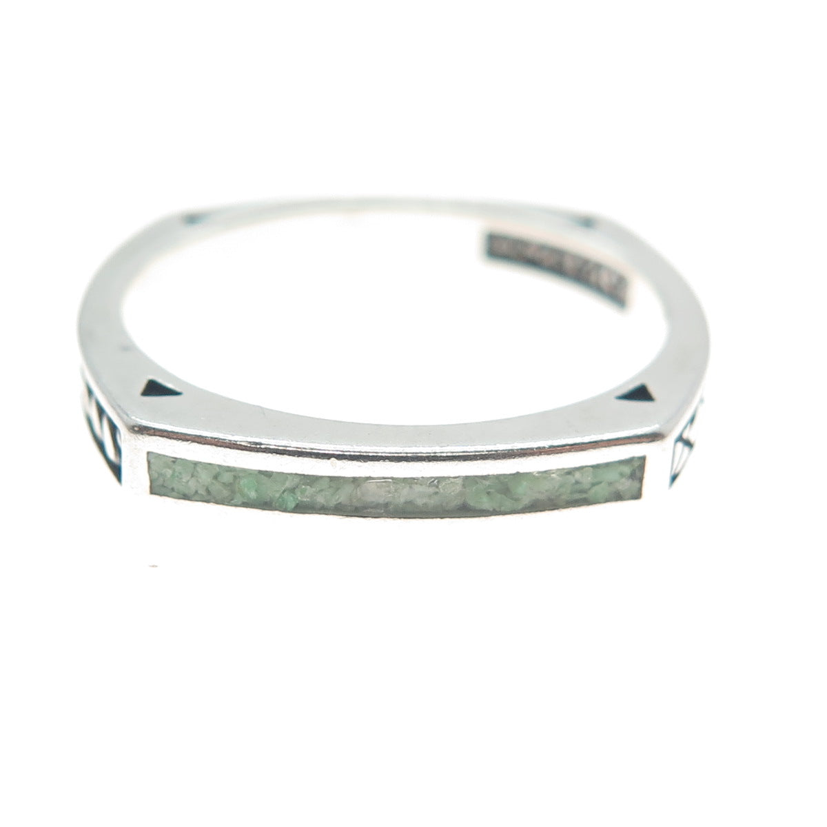 AVA YETTER 925 Sterling Vintage Southwestern Turquoise Stackable Ring Size 10.25