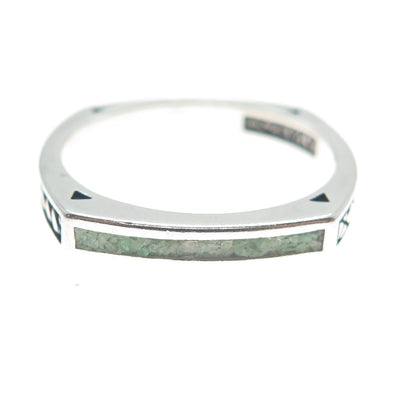 AVA YETTER 925 Sterling Vintage Southwestern Turquoise Stackable Ring Size 10.25