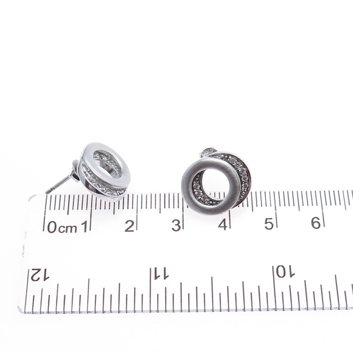 925 Sterling Silver Round-Cut C Z Eternity Earrings