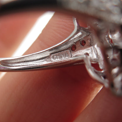 925 Sterling Silver Lab-Created Ruby & C Z Bohemian Ring Size 6.25