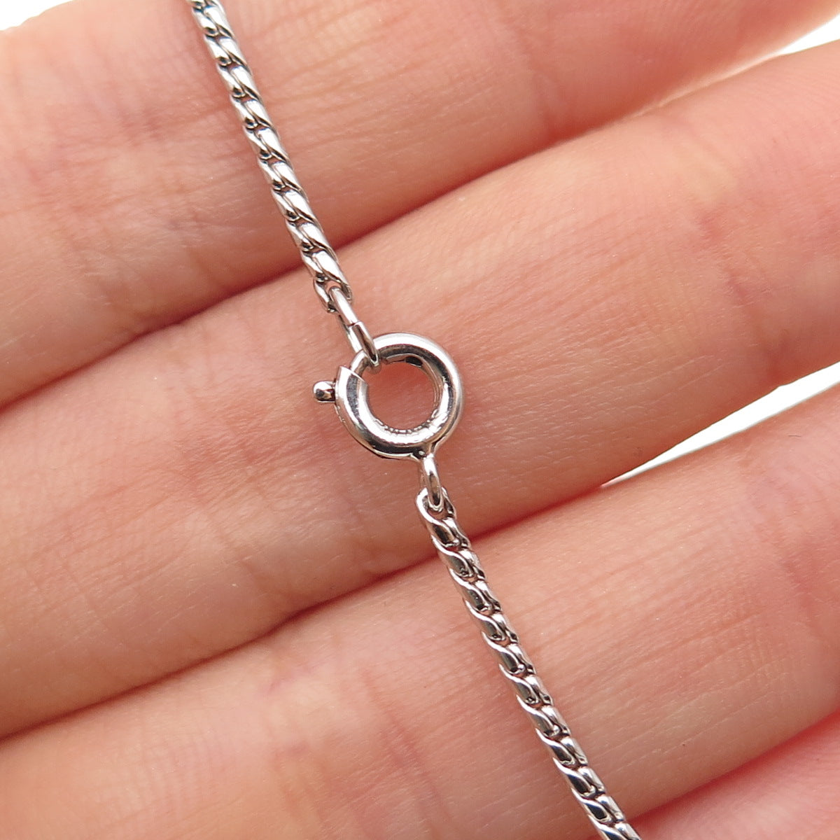 LORAN SIM 925 Sterling Silver Antique Art Deco Rhinestone Chain Necklace 16"