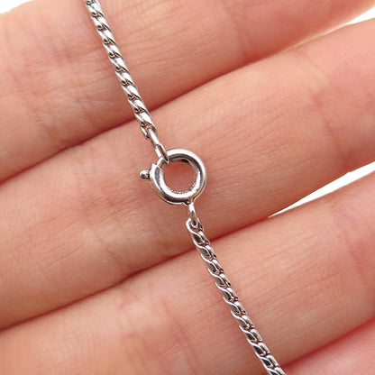 LORAN SIM 925 Sterling Silver Antique Art Deco Rhinestone Chain Necklace 16"