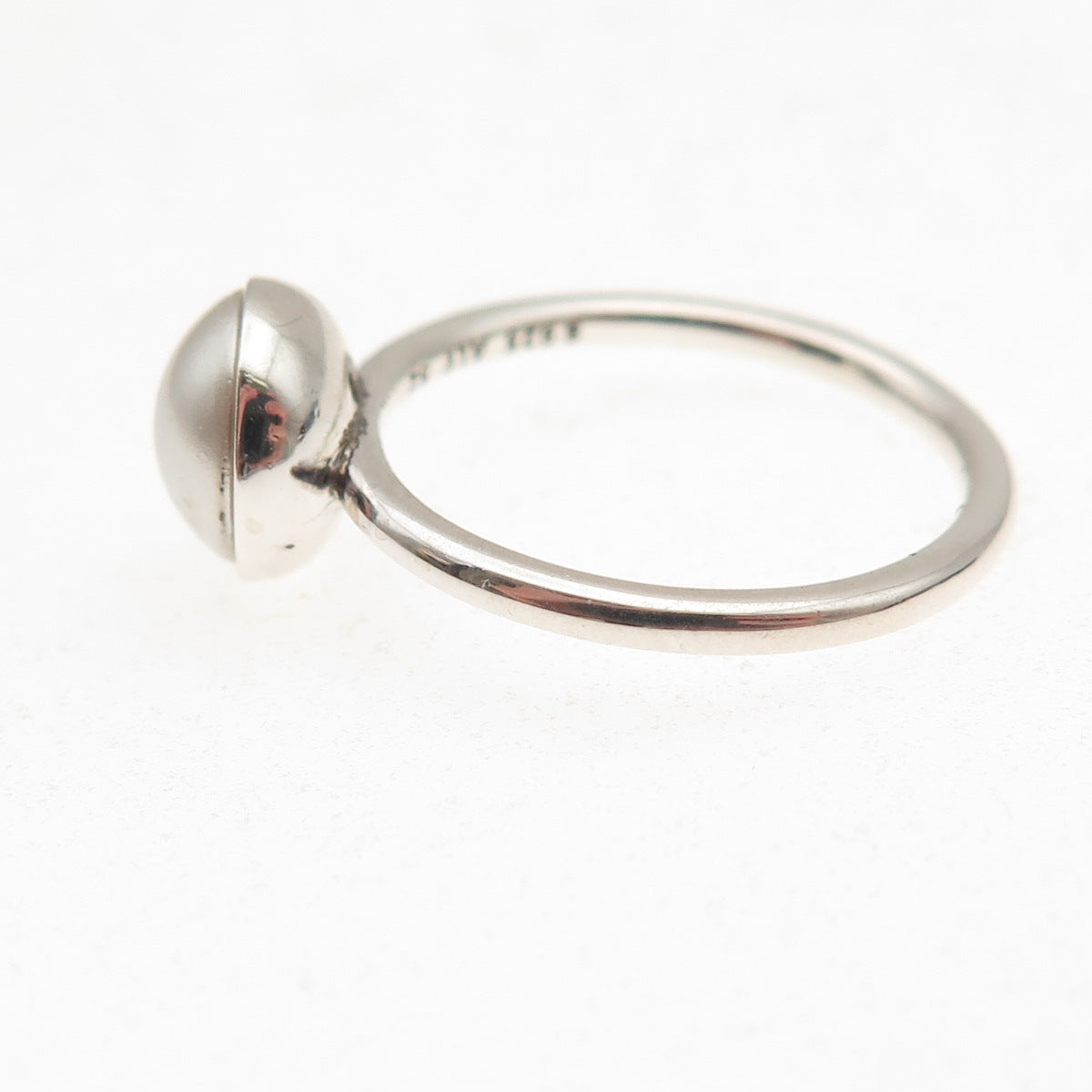 Pandora 925 Sterling Silver Faux Pearl Droplet Ring Size 6