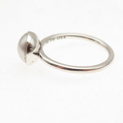 Pandora 925 Sterling Silver Faux Pearl Droplet Ring Size 6
