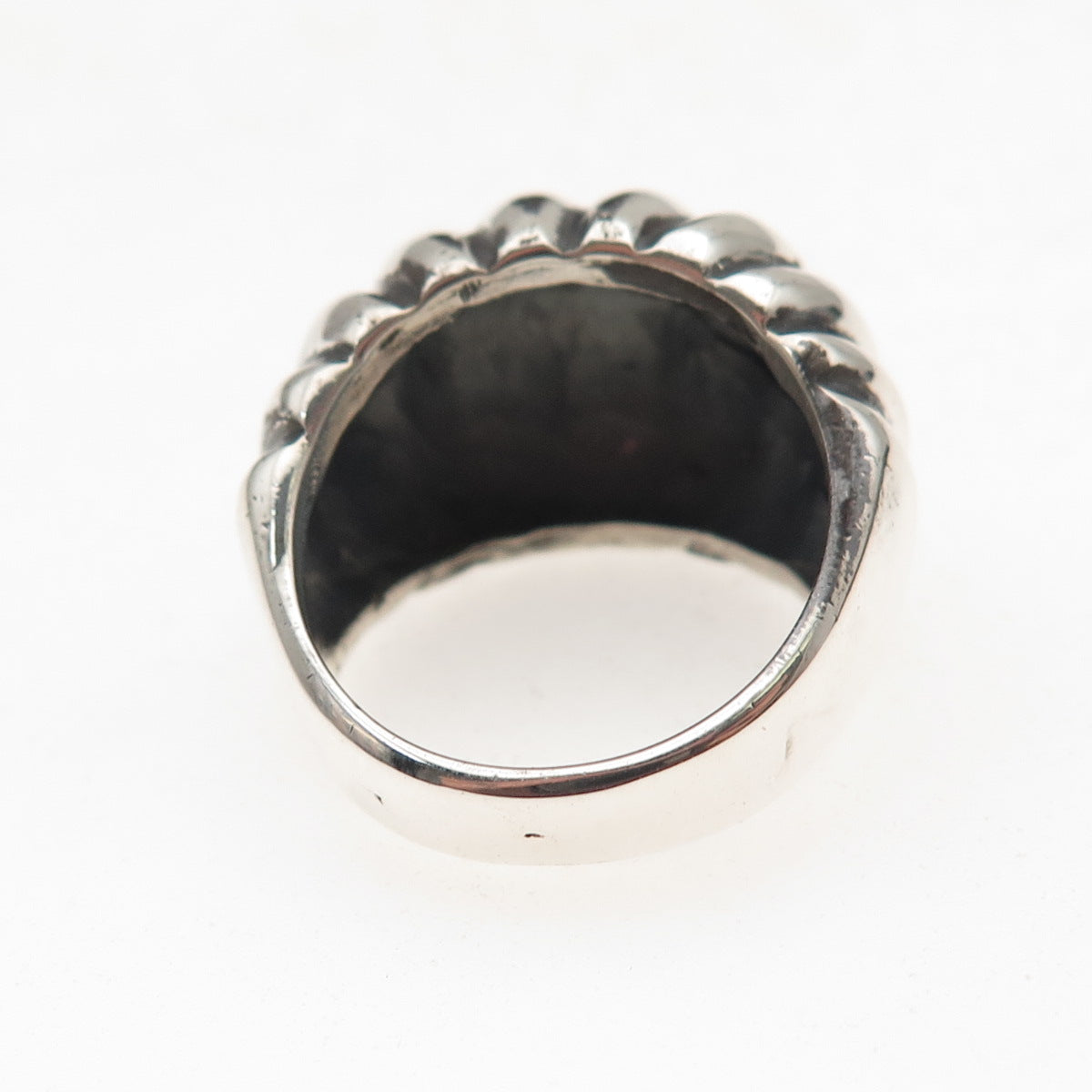 925 Sterling Silver Vintage Mexico Modernist Oxidized Dome Ring Size 7.5