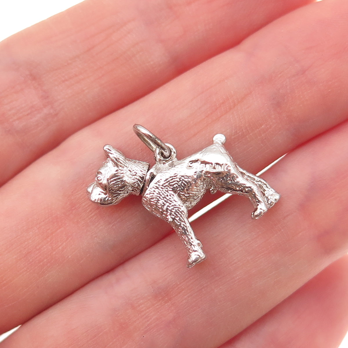 925 Sterling Silver Vintage Boxer Dog Movable 3D Charm Pendant