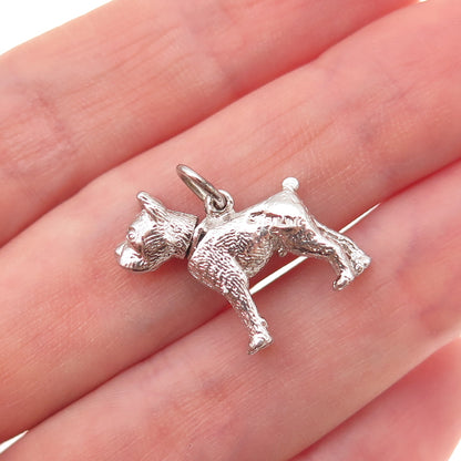 925 Sterling Silver Vintage Boxer Dog Movable 3D Charm Pendant