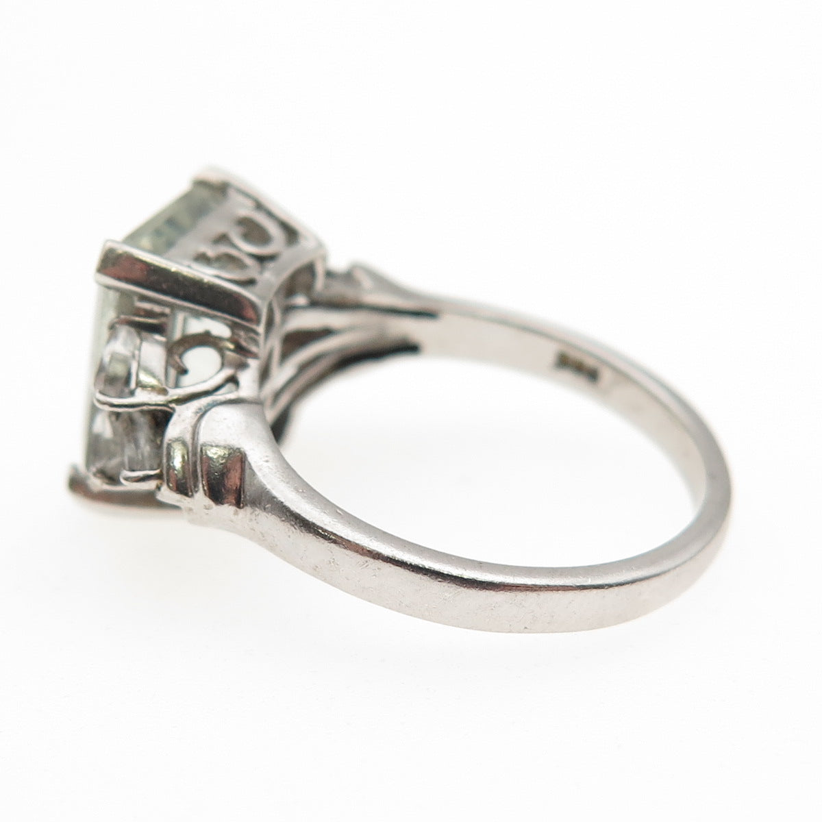 Chuck Clemency 925 Sterling Vintage Real Green Amethyst White Topaz Ring Size 7