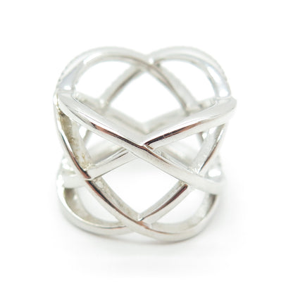 925 Sterling Silver Round-Cut C Z Crisscross Ring Size 5.75