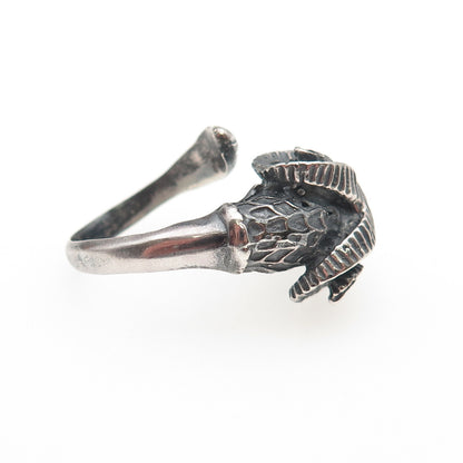 925 Sterling Silver Vintage Aries Zodiac Sign Oxidized Adjustable Ring Size 6