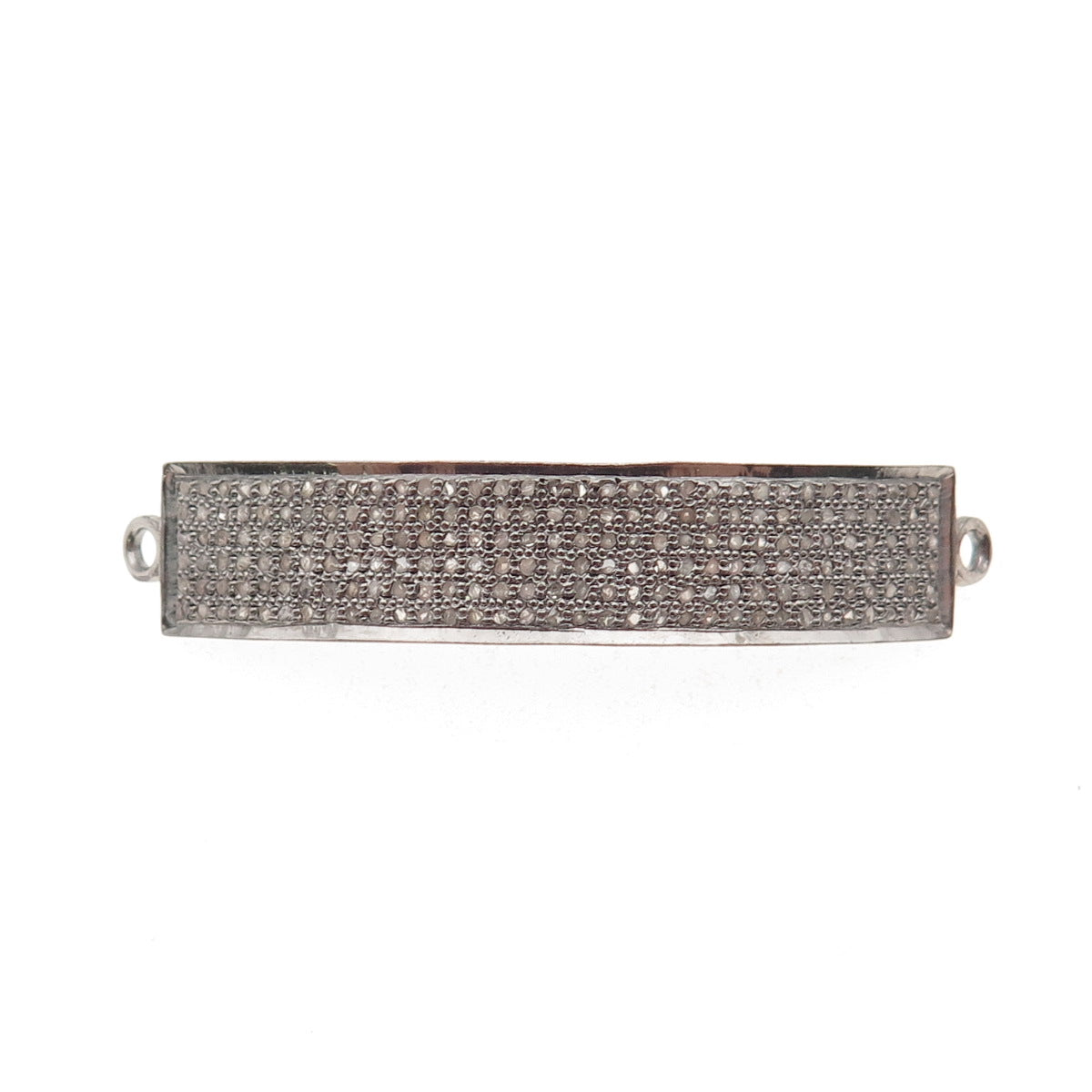 925 Sterling Silver Real Round-Cut Diamond ID Bracelet Centerpiece Part