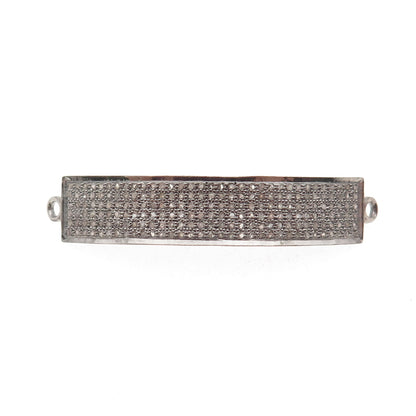 925 Sterling Silver Real Round-Cut Diamond ID Bracelet Centerpiece Part