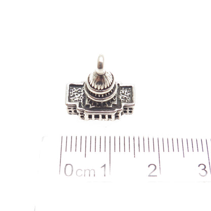 SUNWEST 925 Sterling Silver Vintage Capitol Building Lobster Clasp Charm Pendant