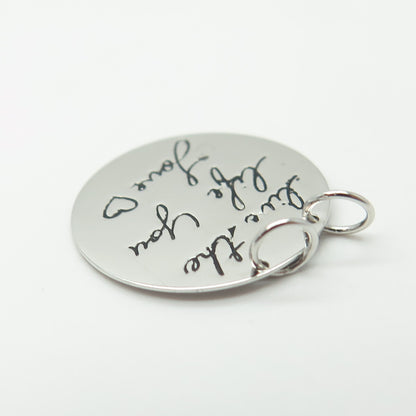 HAN 925 Sterling Silver Engraved "Live The Life You Love" Round Tag Pendant