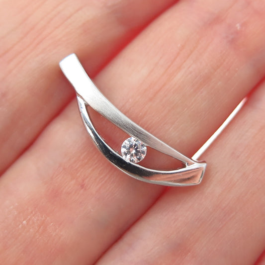 925 Sterling Silver Round-Cut C Z Modernist Minimalist Slide Charm Pendant