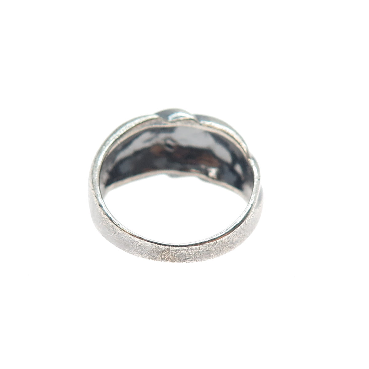 925 Sterling Silver Vintage Italy Modernist Oxidized Ring Size 6.5