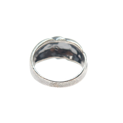 925 Sterling Silver Vintage Italy Modernist Oxidized Ring Size 6.5