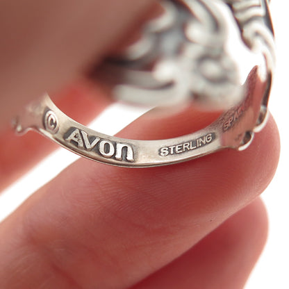 Avon 925 Sterling Silver Vintage 1975 Treasured Heart Adjustable Ring Size 8.5