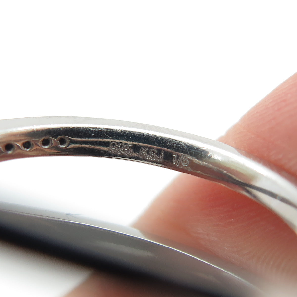 925 Sterling Silver Real Round-Cut Black Diamond Crisscross Ring Size 7.75