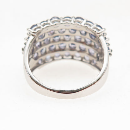 925 Sterling Silver Real Round-Cut Tanzanite Ring Size 8