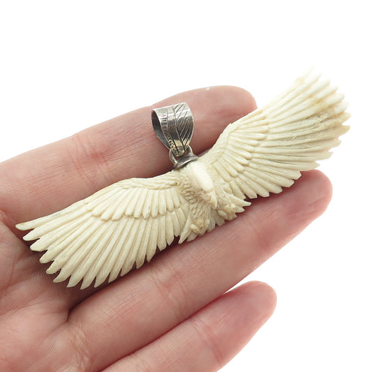 925 Sterling Silver Vintage Flying Eagle Pendant