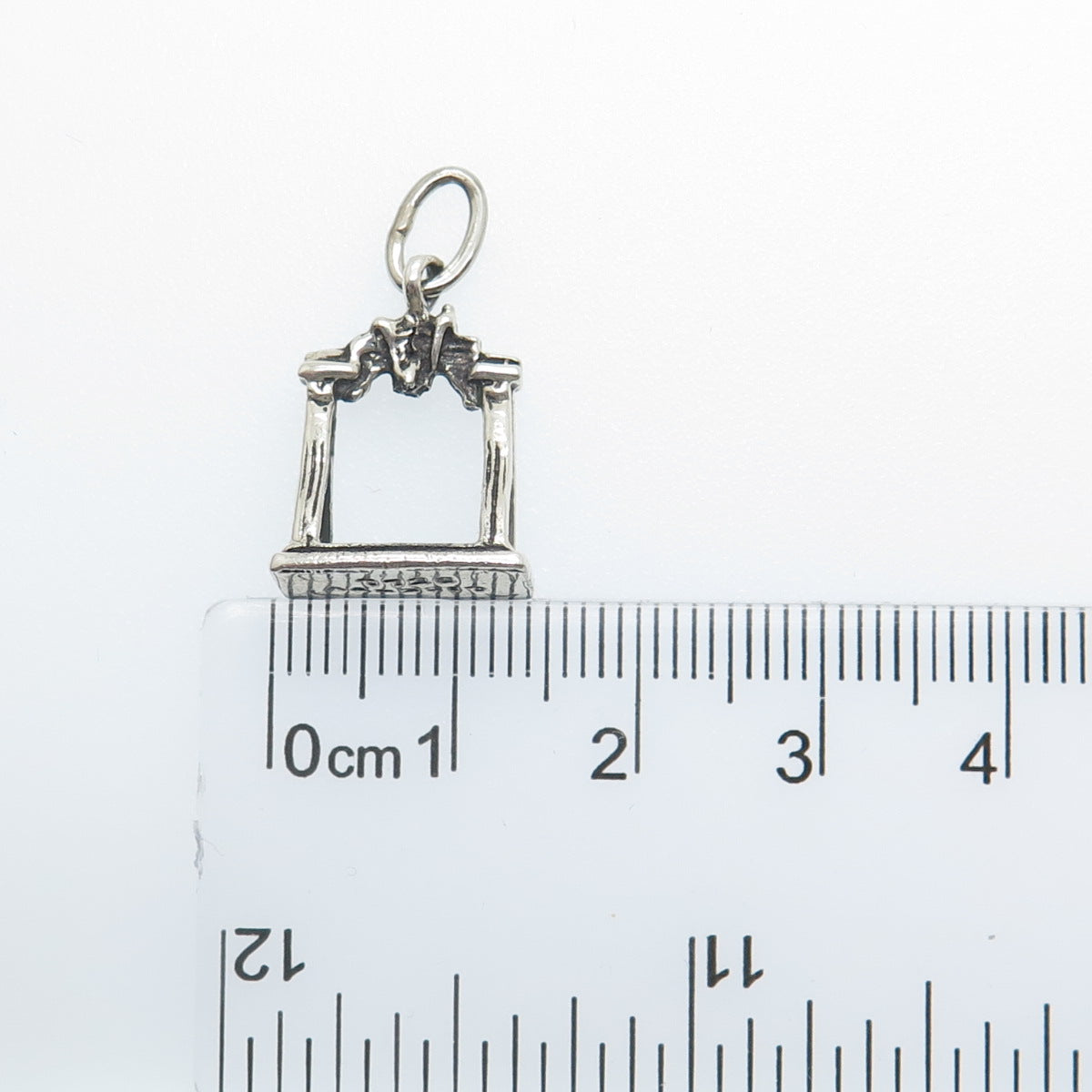 925 Sterling Silver Vintage Liberty Bell Arch Oxidized Minimalist Charm Pendant