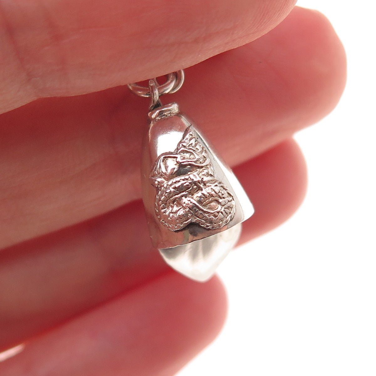 925 Sterling Silver Antique Art Deco Siam Hindu Goddess Bell Screw Back Earrings