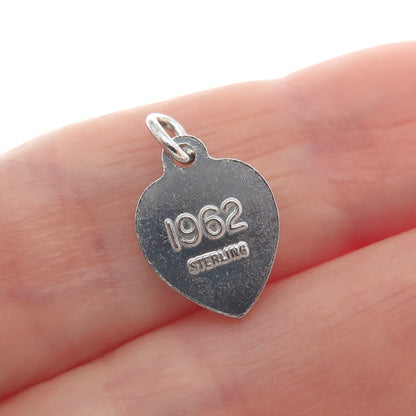 925 Sterling Silver Vintage 1962 Beta Sigma Phi Heart Minimalist Charm Pendant