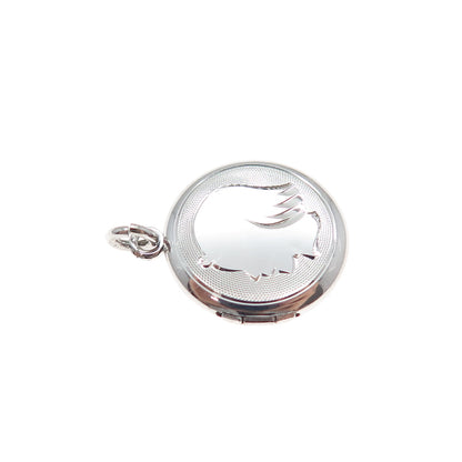 LAMODE 925 Sterling Silver Vintage Girl Profile Minimalist Locket Charm Pendant