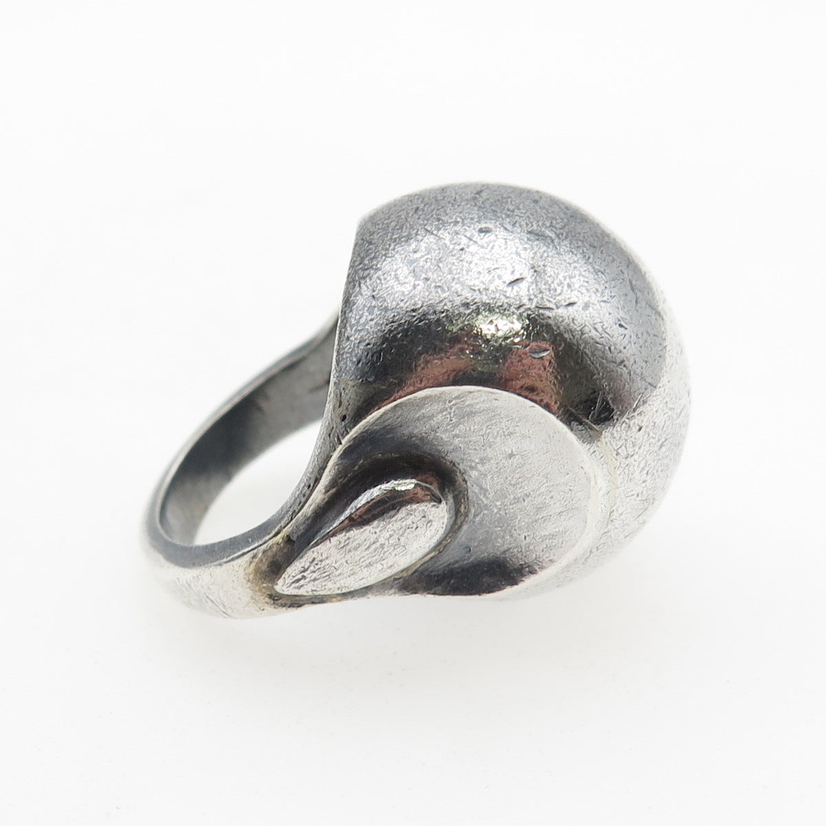 925 Sterling Silver Vintage Modernist Dome Oxidized Ring Size 6.25