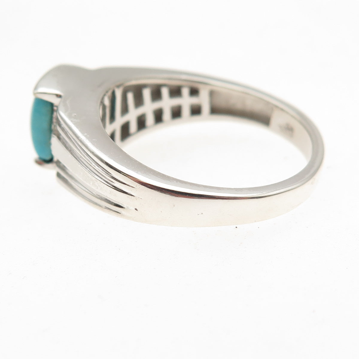 Chuck Clemency 925 Sterling Silver Real Diamond & Turquoise Ring Size 11.25
